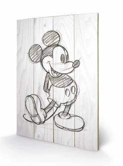 DISNEY - Impression Sur Bois 40X59 - Mickey Mouse Black / White