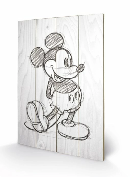 DISNEY - Impression Sur Bois 40X59 - Mickey Mouse Black / White – Image 2